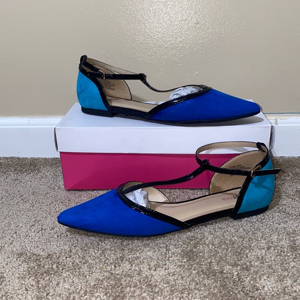 Blue colorblock flats (just fab)